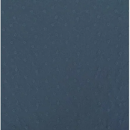 Bomullstyg med broderi 135cm 1107 Mörkblå - 50cm