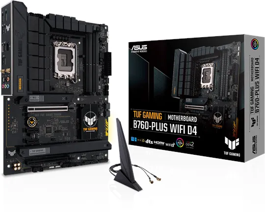 ASUS TUF GAMING B760-PLUS WIFI D4 Moderkort - Intel B760 - Socket Intel LGA1700 - RAM DDR4 - ATX
