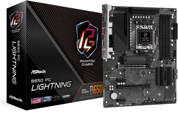ASRock B650 PG Lightning Moderkort - AMD B650 - AMD AM5-socket - DDR5 RAM - ATX