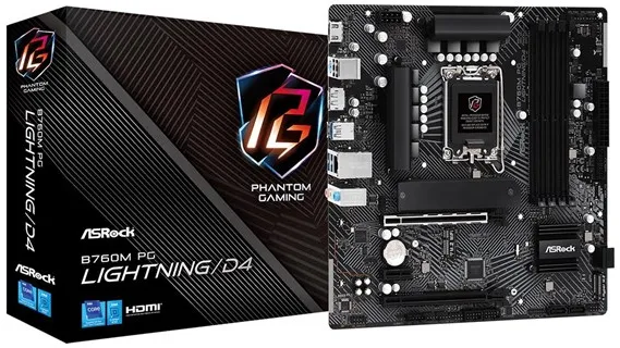 ASRock B760M PG LIGHTNING/D4 Moderkort - Intel B760 - Socket Intel LGA1700 - RAM DDR4 - Micro-ATX