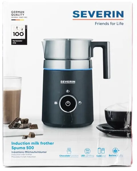 SEVERIN SM 3585 Spuma 500 - Mjölkskummare - borstat rostfritt stål/svart