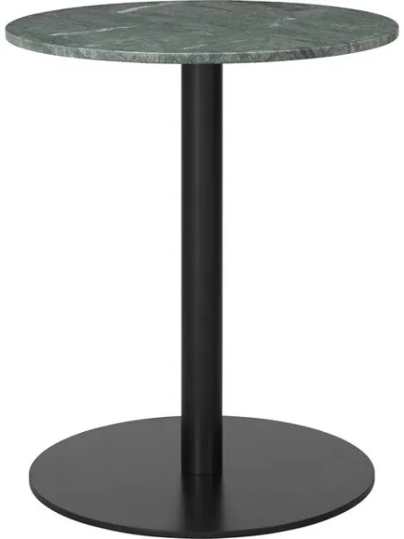 GUBI 1.0 Matbord Rund Ø60 cm med Svart Bas och Grön Guatemala Marmor Topp