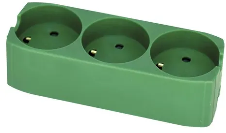 Gripo grendosa med 3 uttag och jordanslutning, Grön