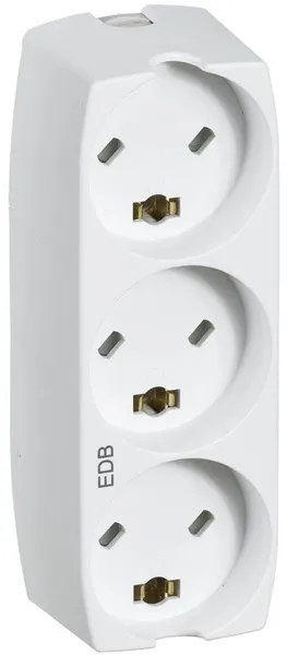 LK grendosa med 3 rektangulära EDB-kontakter, 2-polig med jord, vit