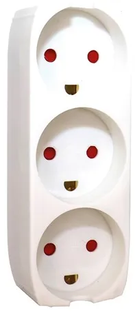 Gripo grendosa med 3 uttag och jordanslutning, Vit